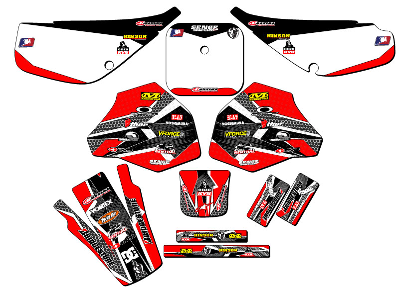 1985-2000 XR 80 PODIUM Red Senge Graphics Kit Compatible with Honda - Picture 5 of 10