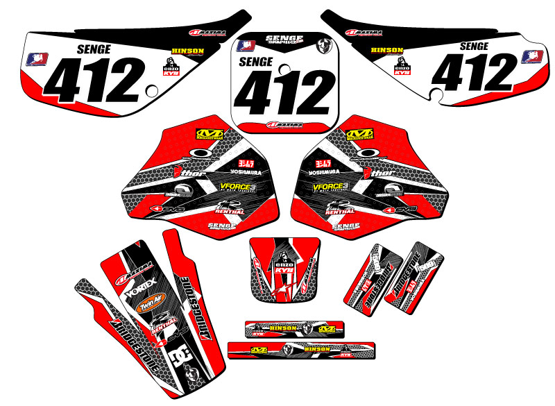 1985-2000 XR 80 PODIUM Red Senge Graphics Kit Compatible with Honda - Picture 8 of 10