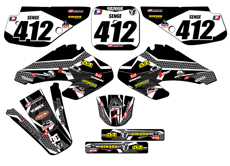 2001-2003 XR 70 PODIUM Black Senge Graphics Kit Compatible with Honda - Picture 8 of 10