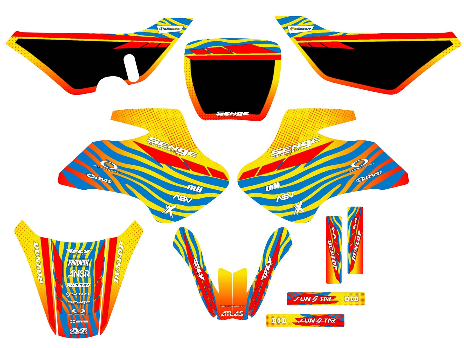 2000-2006 JR 50 TIGRE Yellow Senge Graphics Kit Compatible with Suzuki - Picture 2 of 10