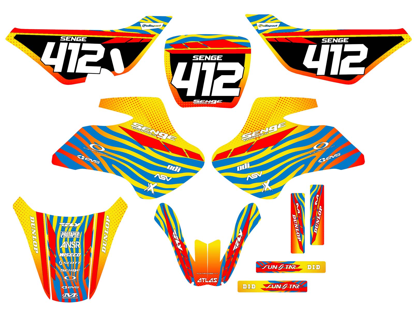 2000-2006 JR 50 TIGRE Yellow Senge Graphics Kit Compatible with Suzuki - Picture 5 of 10