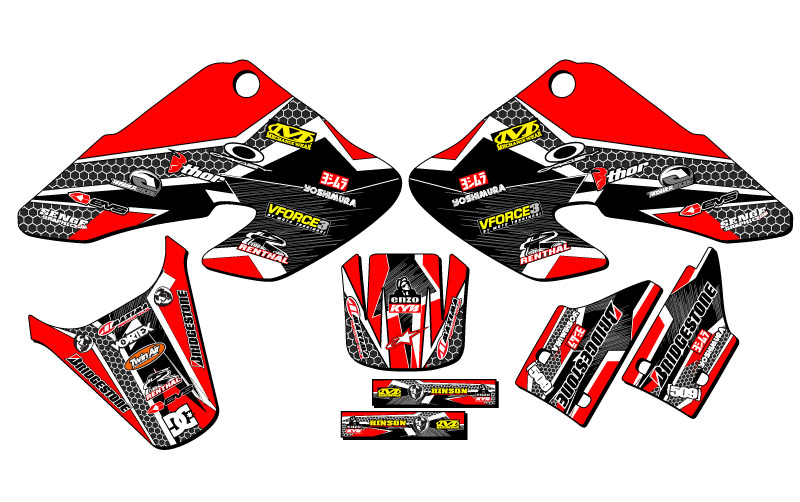 2000-2003 XR 50 PODIUM Red Senge Graphics Kit Compatible with Honda - Picture 2 of 10