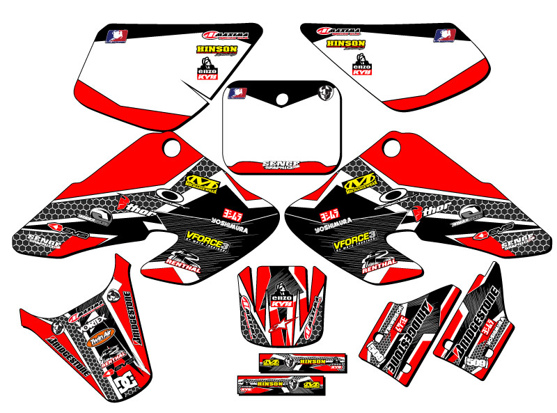 2000-2003 XR 50 PODIUM Red Senge Graphics Kit Compatible with Honda - Picture 5 of 10