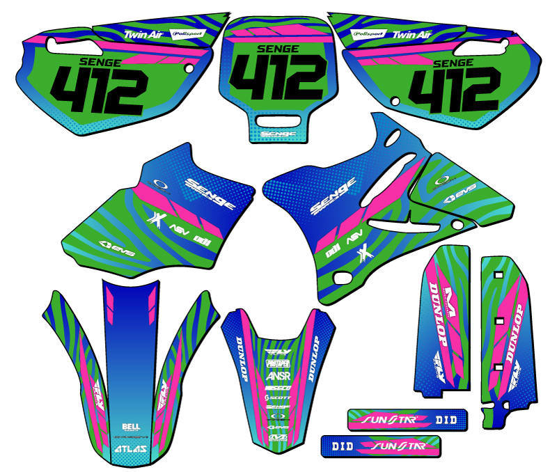 Kit de gráficos YZ 85 TIGRE 2002-2014 verde Senge compatible con Yamaha - Imagen 8 de 10