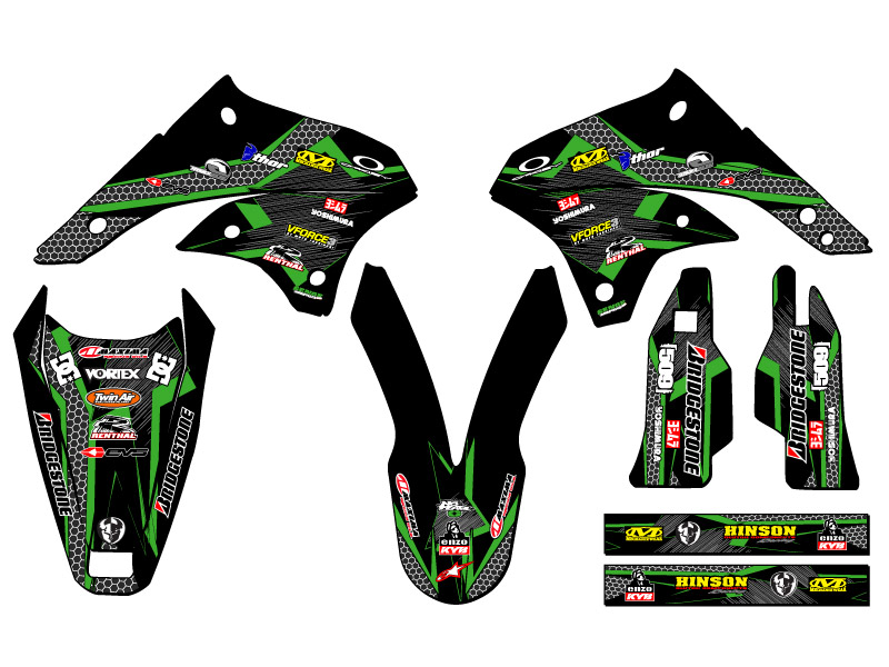 KLX 450 PODIUM 2008-2018 Black Senge kit de gráficos compatible con Kawasaki - Imagen 2 de 10