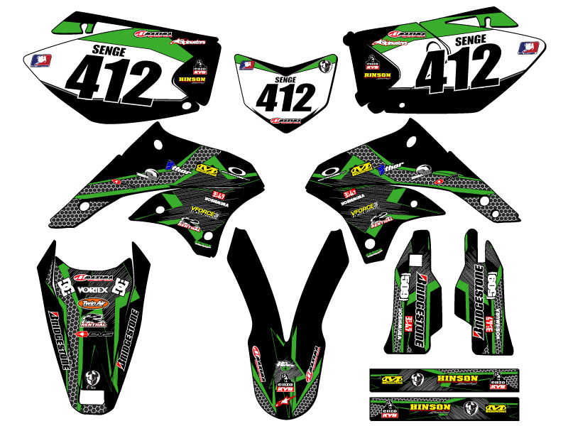 KLX 450 PODIUM 2008-2018 Black Senge kit de gráficos compatible con Kawasaki - Imagen 8 de 10