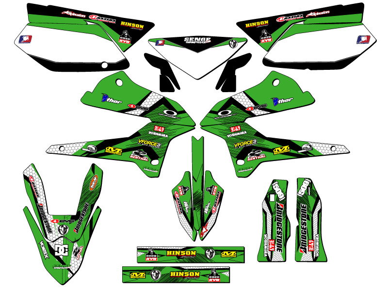 2008-2020 KLX 250 PODIUM Green Senge Graphics Kit Compatible with Kawasaki - Picture 5 of 10