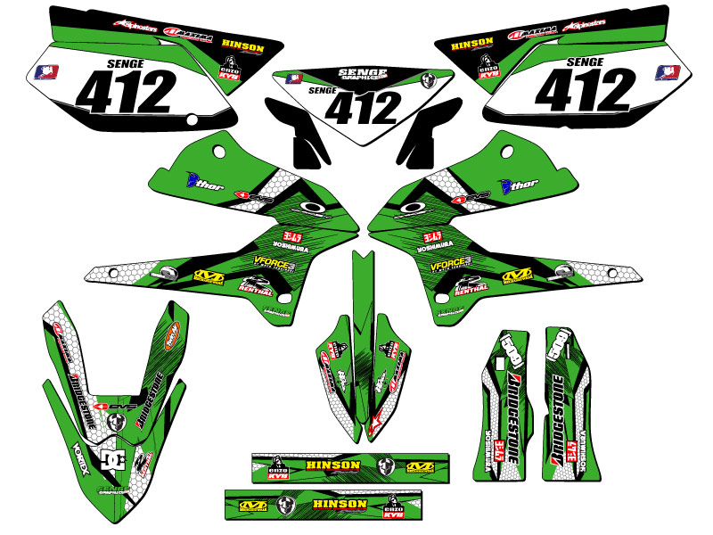 2008-2020 KLX 250 PODIUM Green Senge Graphics Kit Compatible with Kawasaki - Picture 8 of 10