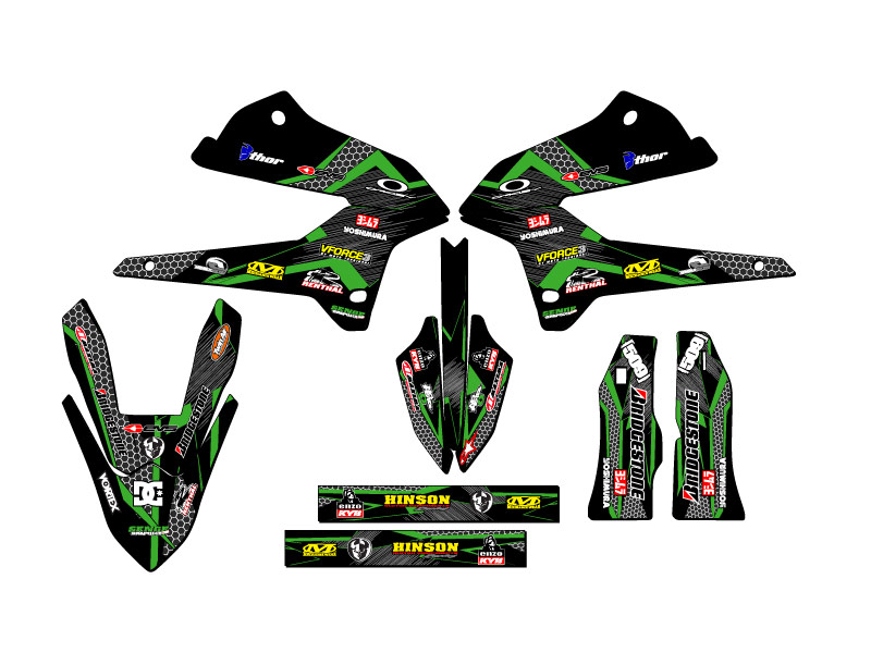 KLX 250 PODIUM 2008-2020 Black Senge kit de gráficos compatible con Kawasaki - Imagen 2 de 10