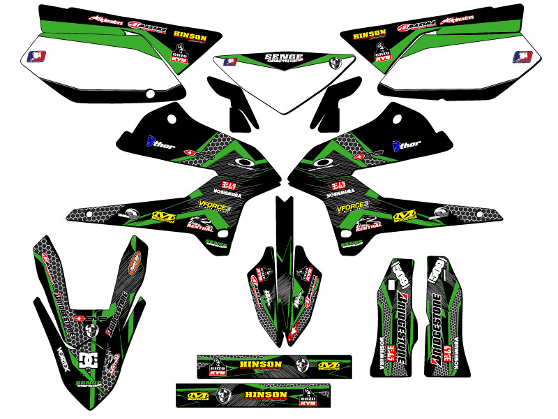 KLX 250 PODIUM 2008-2020 Black Senge kit de gráficos compatible con Kawasaki - Imagen 5 de 10