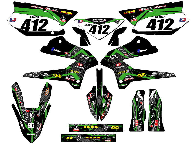 KLX 250 PODIUM 2008-2020 Black Senge kit de gráficos compatible con Kawasaki - Imagen 8 de 10