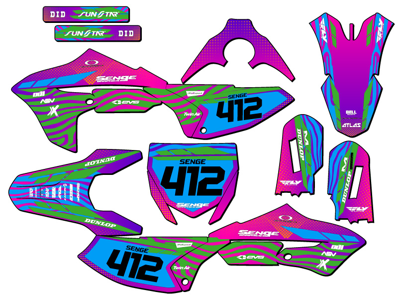 Kit de gráficos Senge 2018-2022 YZ 65 TIGRE rosa compatible con Yamaha - Imagen 8 de 10