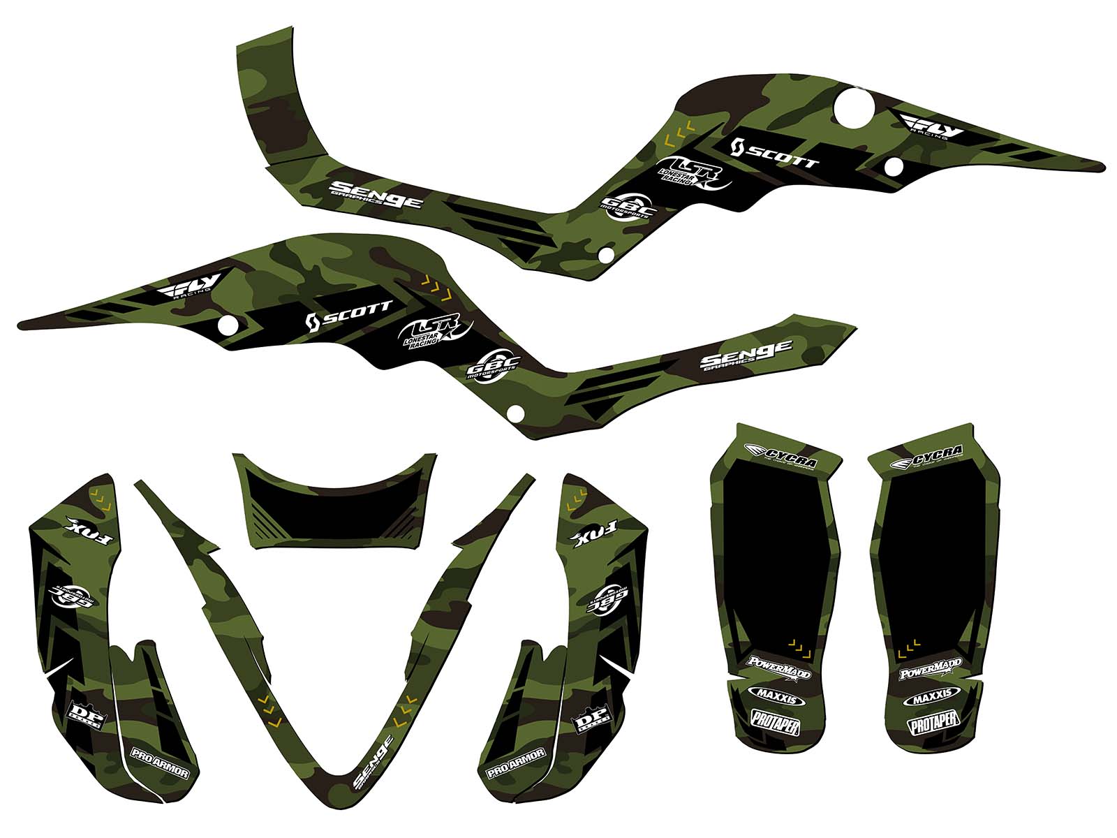 All Years PROSHARK APACHE Green Senge Graphics Kit Compatible with APEX - Foto 2 di 7