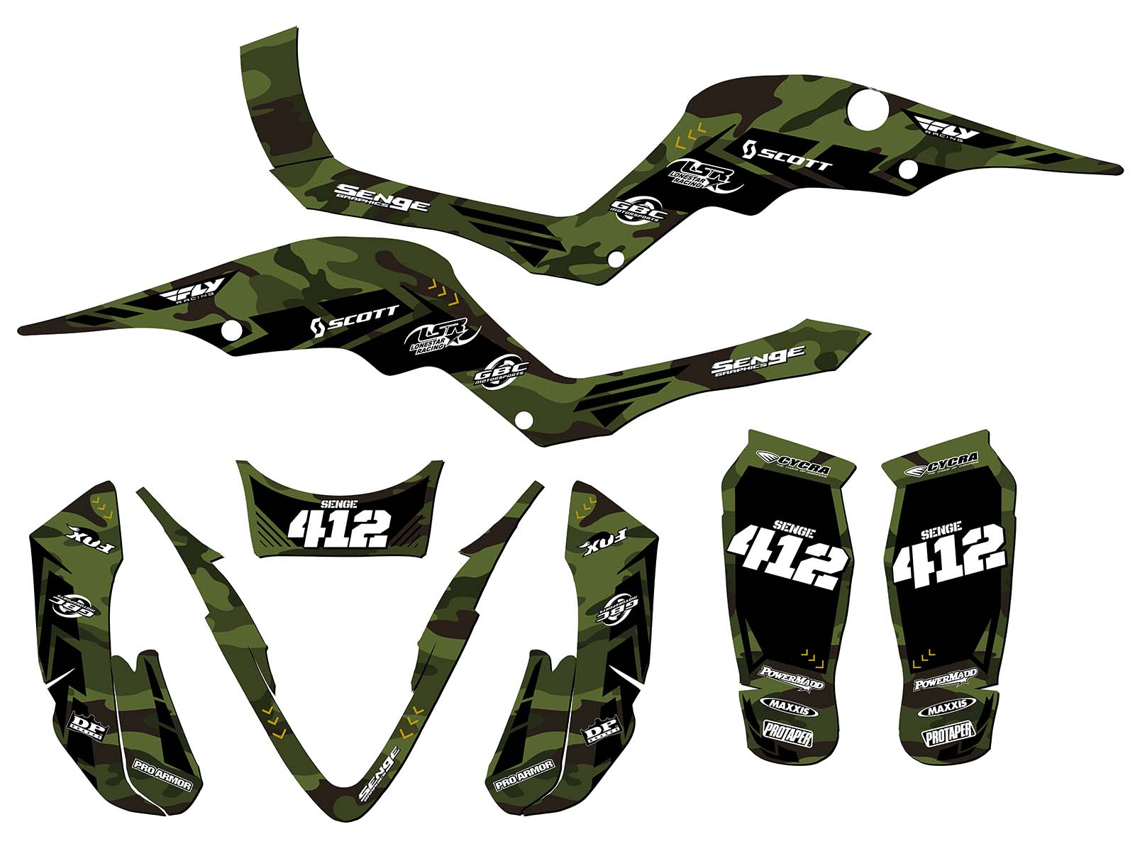All Years PROSHARK APACHE Green Senge Graphics Kit Compatible with APEX - Foto 5 di 7