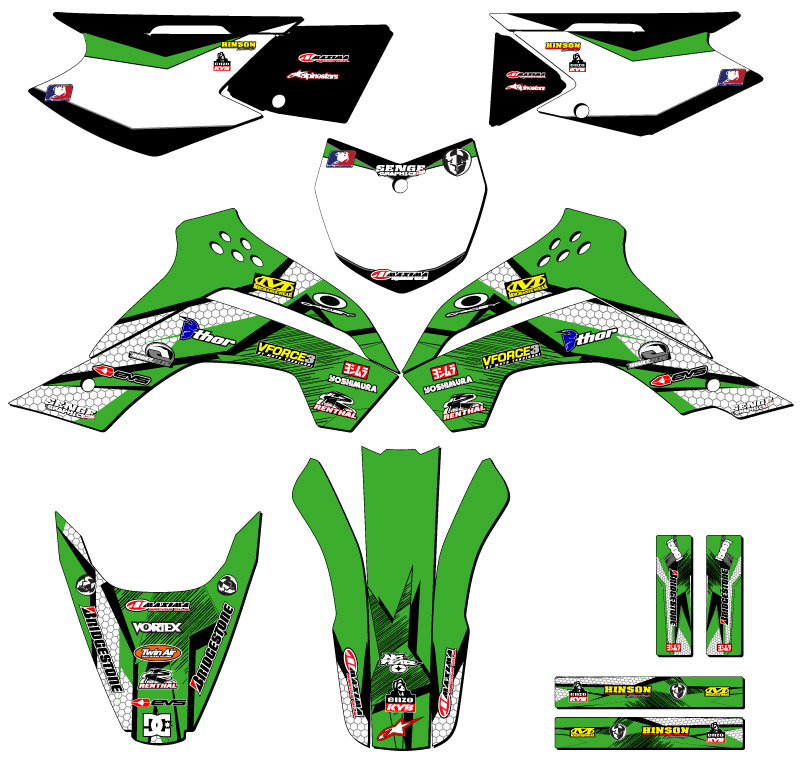 2008-2018 KLX 140 PODIUM Green Senge Graphics Kit Compatible with Kawasaki - Bild 5 von 10
