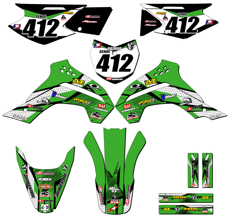 2008-2018 KLX 140 PODIUM Green Senge Graphics Kit Compatible with Kawasaki - Bild 8 von 10