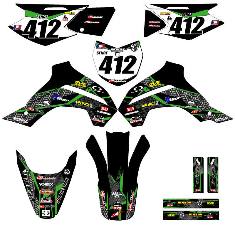 Kit de gráficos KLX 140 PODIUM 2019-2020 negro Senge compatible con Kawasaki - Imagen 8 de 10