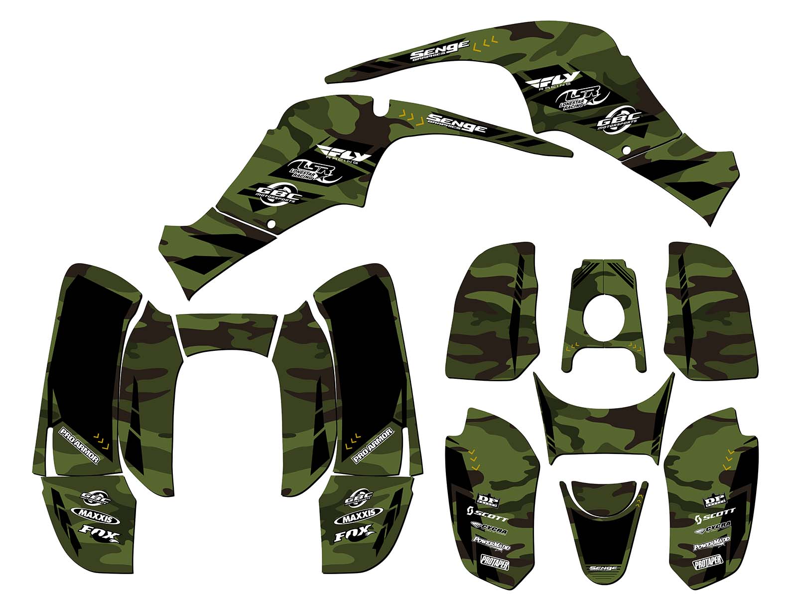All Years 50/90 APACHE Green Senge Graphics Kit Compatible with DRR - Picture 2 of 7