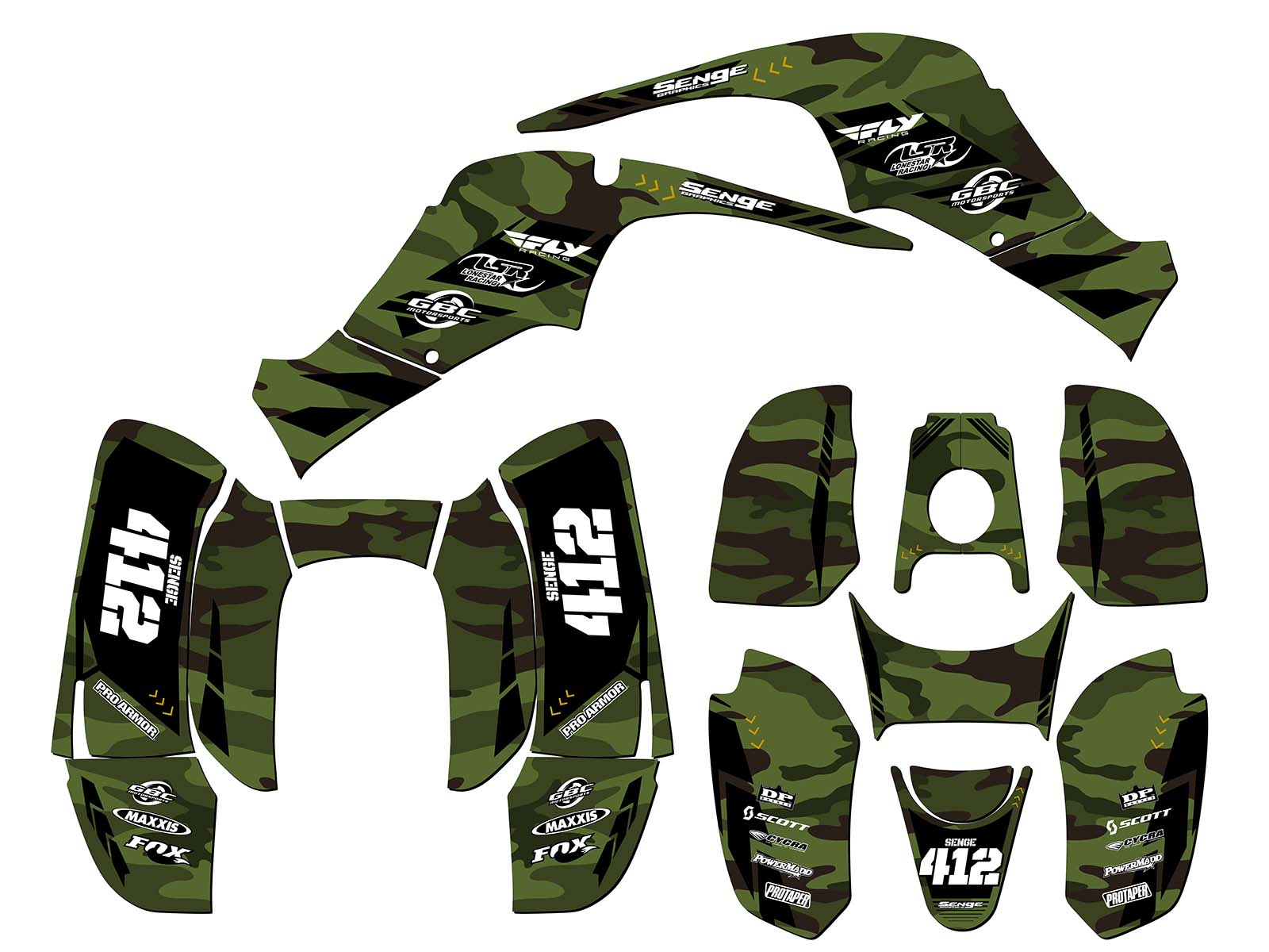 All Years 50/90 APACHE Green Senge Graphics Kit Compatible with DRR - Picture 5 of 7