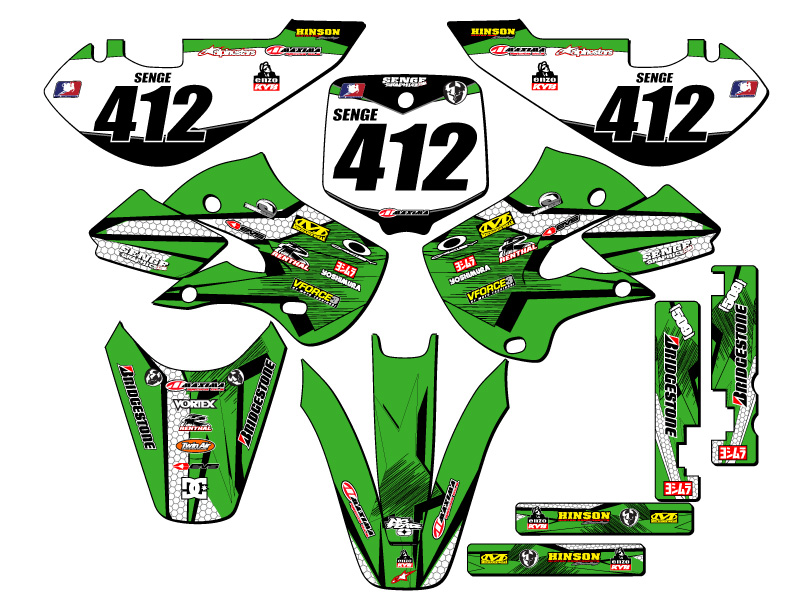 Kit de gráficos KLX 110 PODIUM 2002-2009 verde Senge compatible con Kawasaki - Imagen 8 de 10