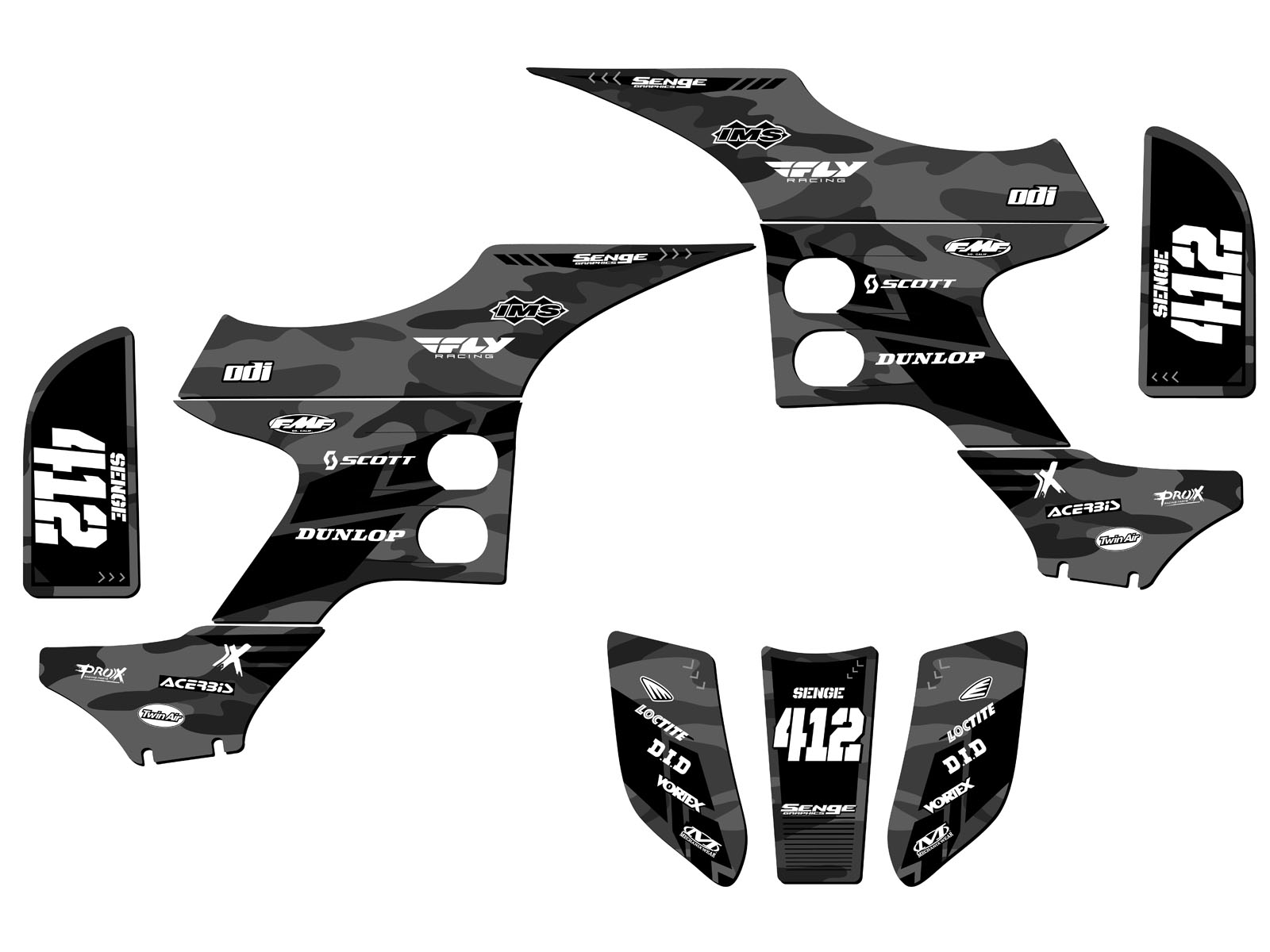 1993-2005 TRX 90 APACHE gris Senge kit de gráficos compatible con Honda - Imagen 5 de 7