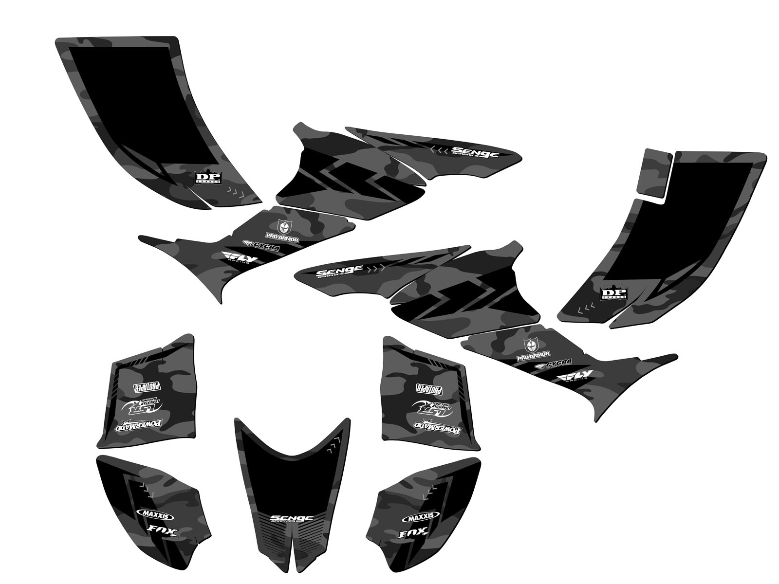 Kit de gráficos Senge TRX 90 APACHE 2006-2019 gris compatible con Honda - Imagen 2 de 7