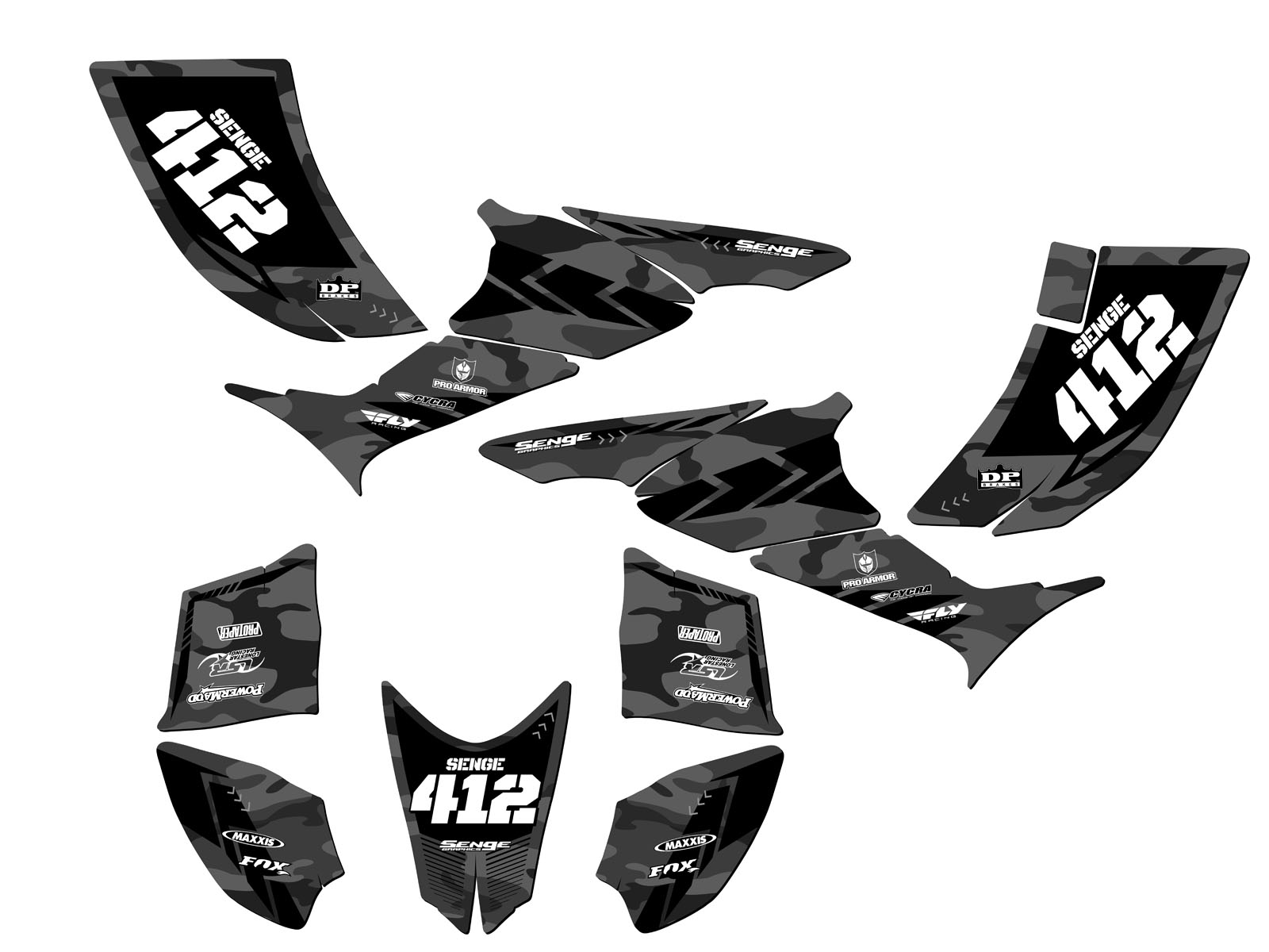 Kit de gráficos Senge TRX 90 APACHE 2006-2019 gris compatible con Honda - Imagen 5 de 7