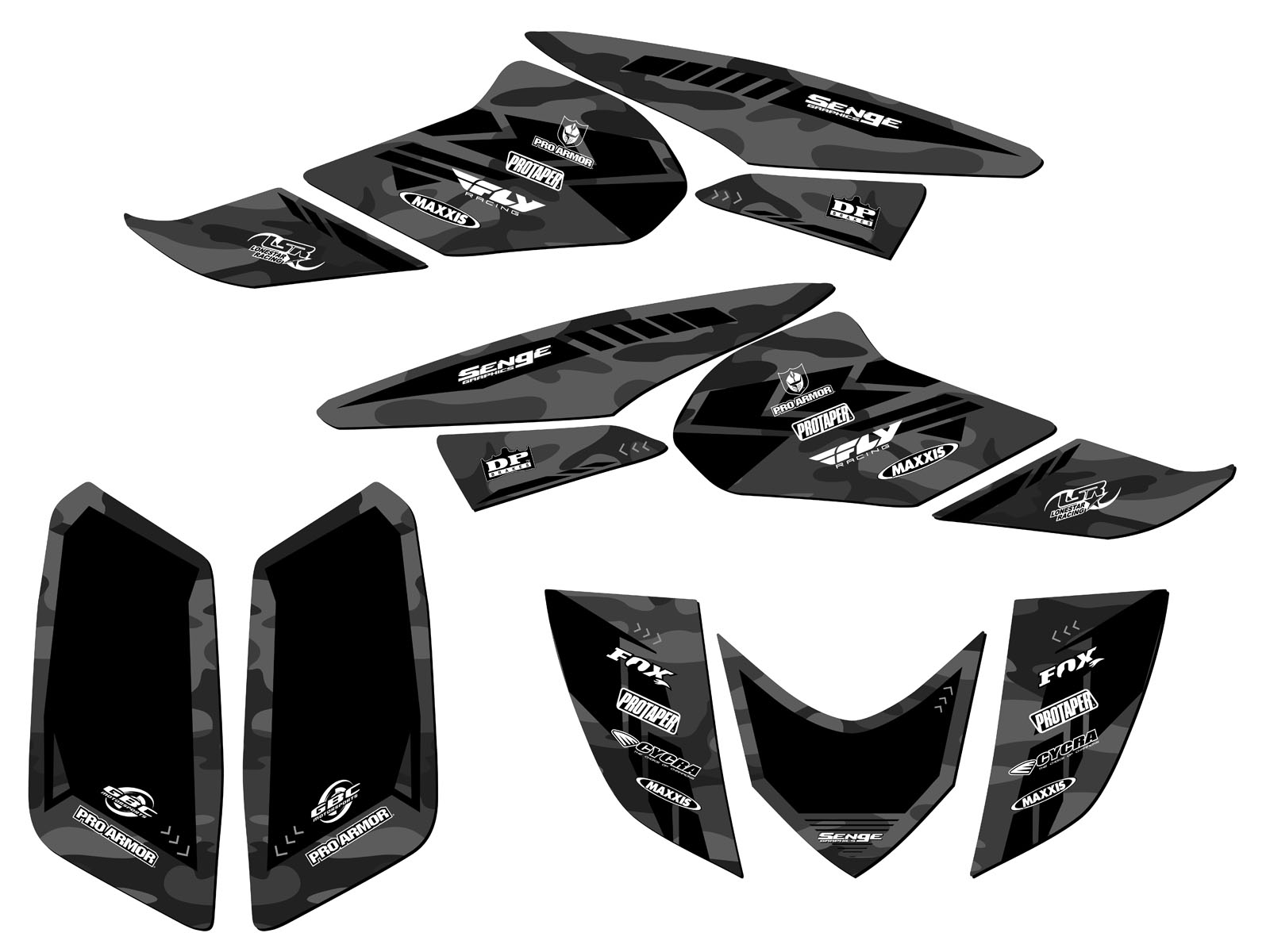 TRX 250EX 2006-2019 gris Apache kit de gráficos Senge compatible con Honda - Imagen 2 de 7