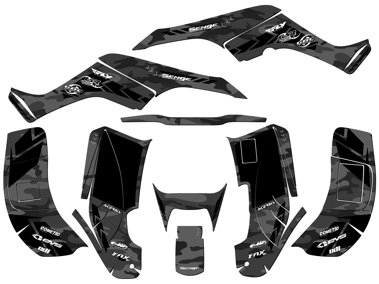 TRX 250EX 2001-2005 gris Apache kit de gráficos Senge compatible con Honda - Imagen 2 de 7