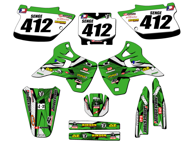 1992-1993 KX 250 PODIUM Green Senge Graphics Kit Compatible with Kawasaki - Picture 8 of 10