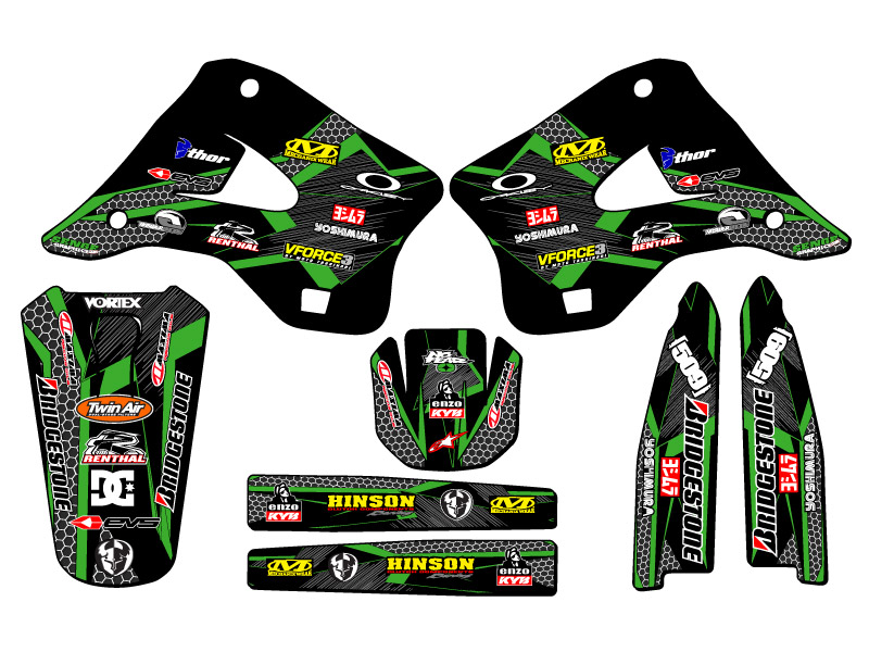 1996-1998 KX 250 PODIUM Black Senge Graphics Kit Compatible with