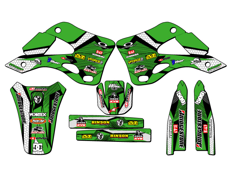 1999-2002 KX 250 PODIUM Green Senge Graphics Kit compatible con Kawasaki - Imagen 2 de 10