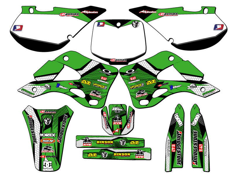 1999-2002 KX 250 PODIUM Green Senge Graphics Kit compatible con Kawasaki - Imagen 5 de 10
