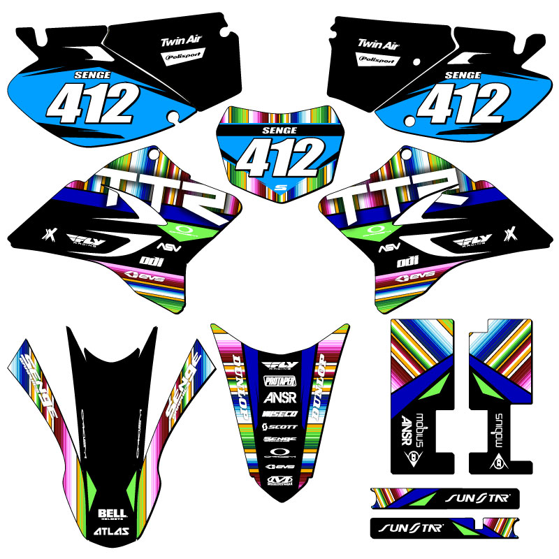 2005-2022 TTR 230 SERAPE Black Senge Graphics Kit Compatible with Yamaha - Picture 8 of 10