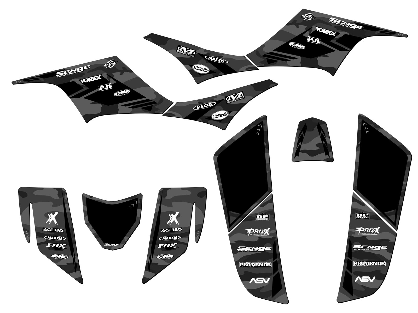 All Years KFX 700 APACHE Grey Senge Graphics Kit Compatible with Kawasaki - Picture 2 of 7