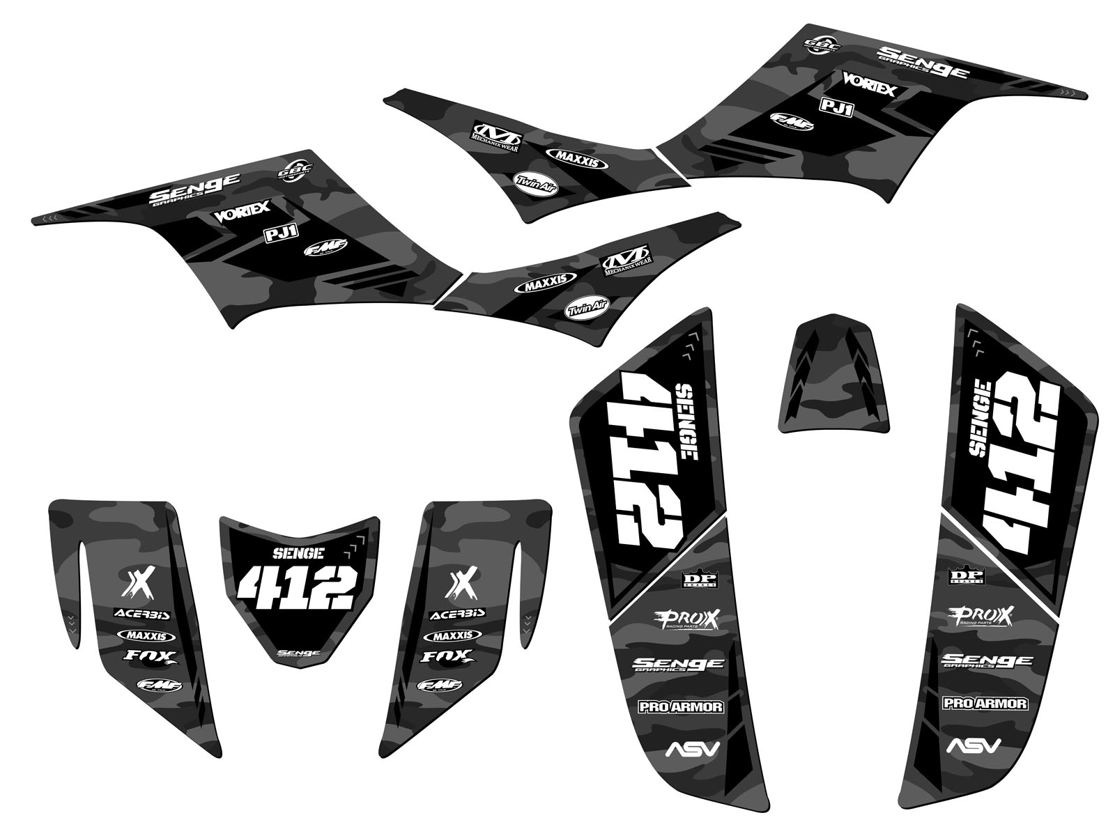All Years KFX 700 APACHE Grey Senge Graphics Kit Compatible with Kawasaki - Picture 5 of 7