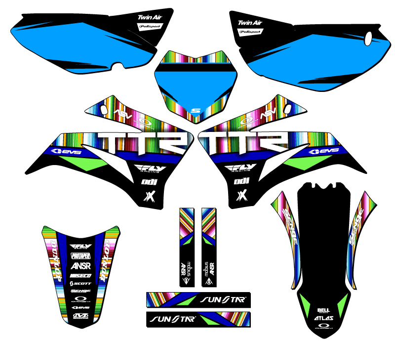 2008-2022 TTR 125 SERAPE Black Senge Graphics Kit Compatible with Yamaha - Picture 5 of 10