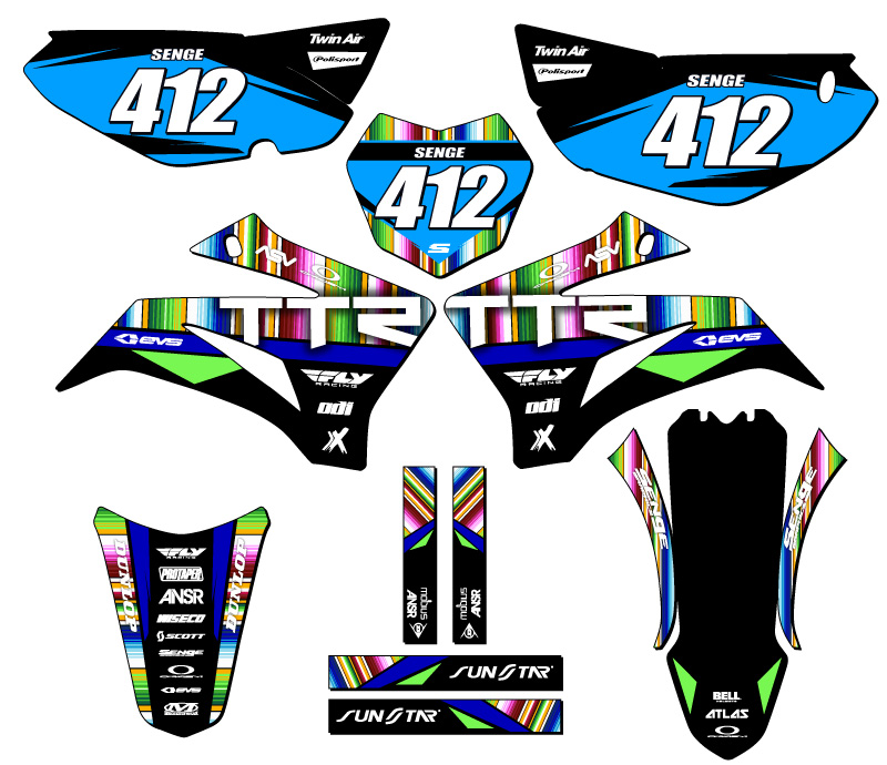 2008-2022 TTR 125 SERAPE Black Senge Graphics Kit Compatible with Yamaha - Picture 8 of 10