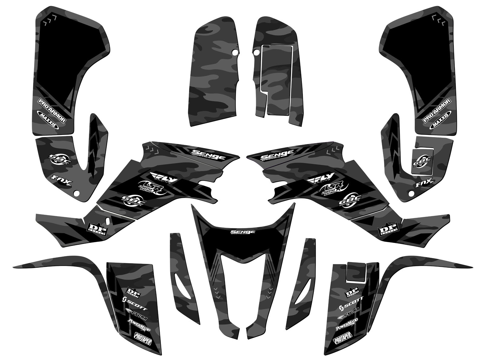 Kit de Gráficos Senge gris Senge todos los años KFX 400 APACHE compatible con Kawasaki - Imagen 2 de 7