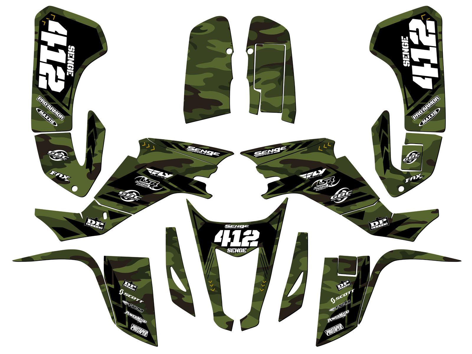Kit de Gráficos Senge verde Senge KFX 400 APACHE todos los años compatible con Kawasaki - Imagen 5 de 7