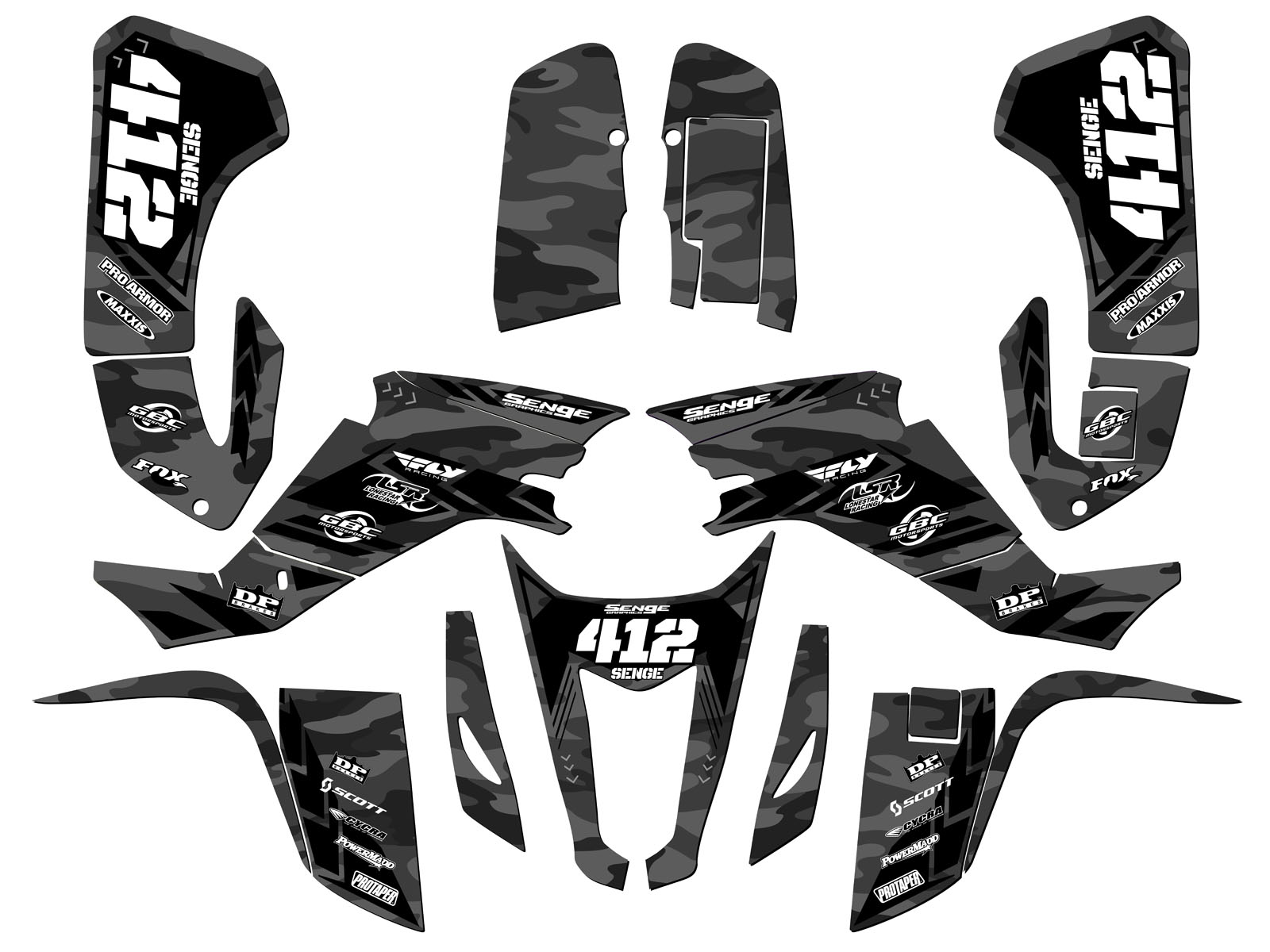 Kit de Gráficos Senge gris Senge todos los años KFX 400 APACHE compatible con Kawasaki - Imagen 5 de 7