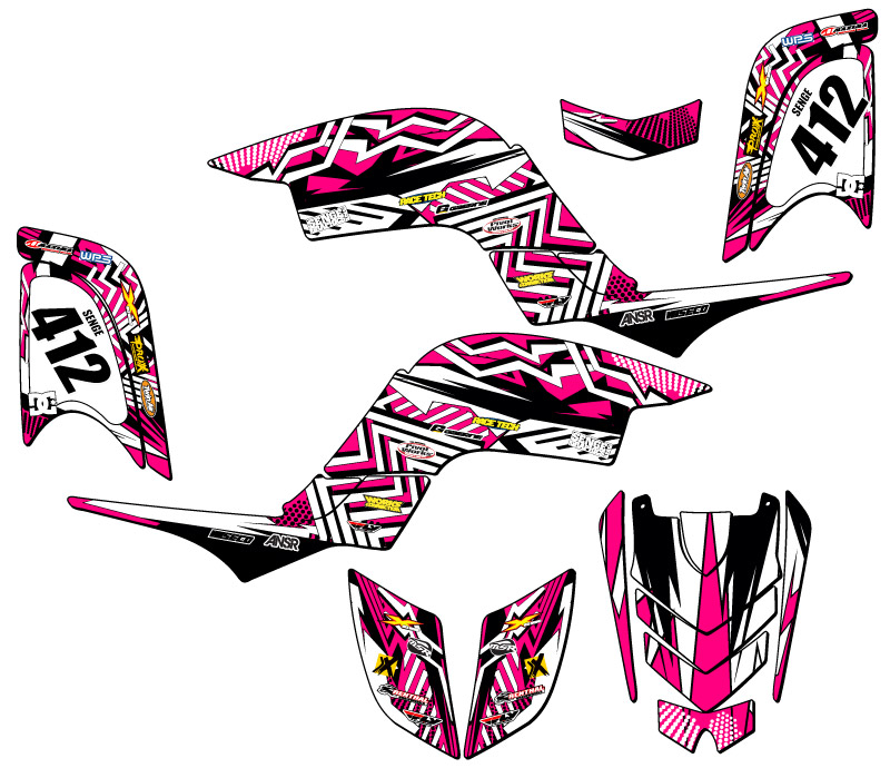 Kit de Gráficos All Years RAPTOR 660 MAYHEM Pink Senge Compatible con Yamaha - Imagen 5 de 7
