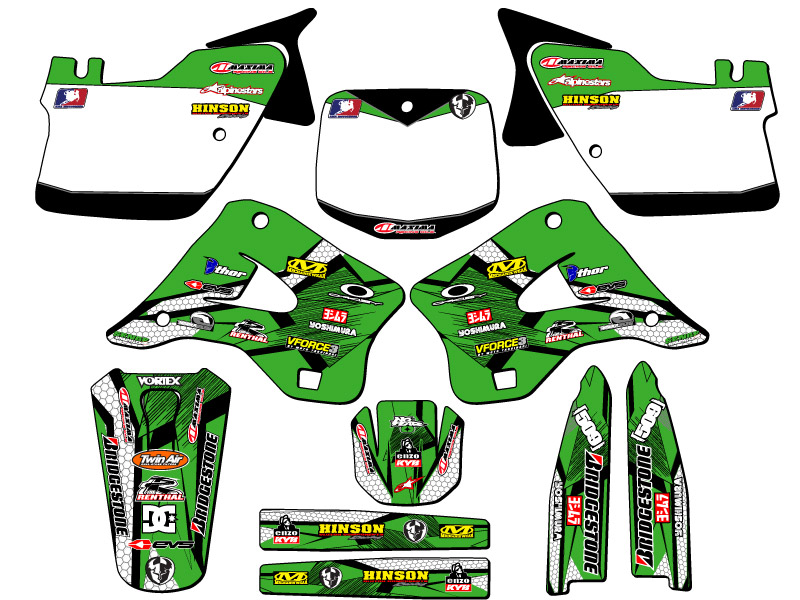 1996-1998 KX 125 PODIUM Green Senge Graphics Kit Compatible with Kawasaki - Picture 5 of 10