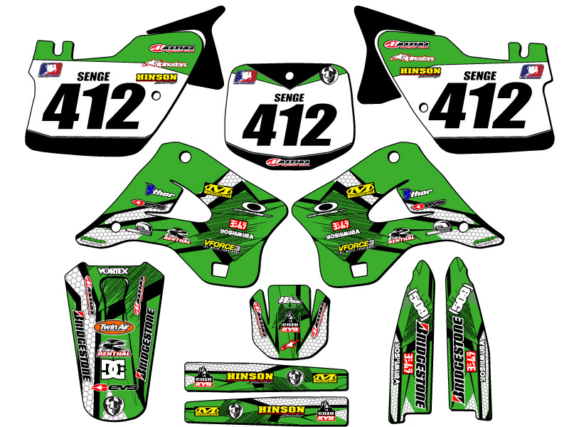 1996-1998 KX 125 PODIUM Green Senge Graphics Kit Compatible with Kawasaki - Picture 8 of 10