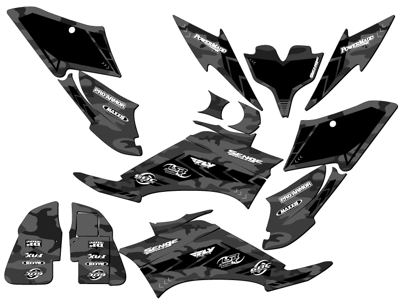 Kit de Gráficos Senge gris Raptor 250 todos los años compatible con Yamaha - Imagen 2 de 7