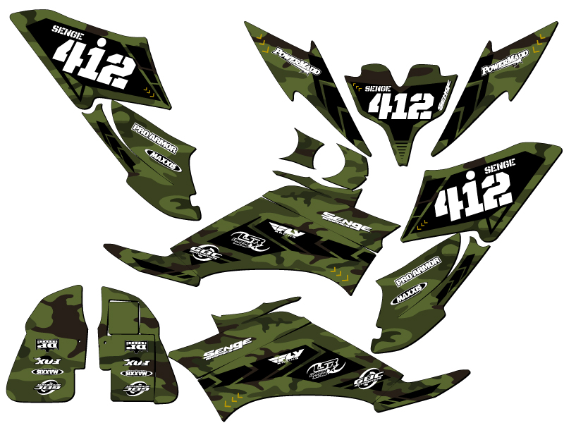 Kit de Gráficos Senge Verde Senge Raptor 250 todos los Años Compatible con Yamaha - Imagen 5 de 7