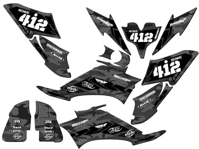 Kit de Gráficos Senge gris Raptor 250 todos los años compatible con Yamaha - Imagen 5 de 7