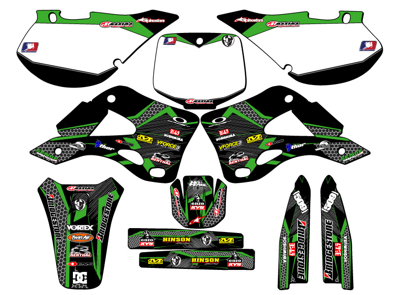 Kit de gráficos KX 125 PODIUM 1999-2002 negro Senge compatible con Kawasaki - Imagen 5 de 10