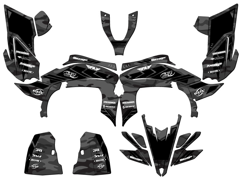 2009-2013 450R/450X (marco de aluminio EFI) YFZ 450 APACHE gris senge kit de gráficos - Imagen 2 de 7