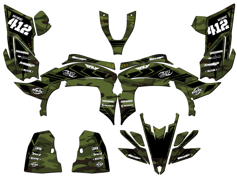 450R/450X 2009-2013 (marco de aluminio EFI) YFZ 450 APACHE verde Senge gráficos - Imagen 5 de 7